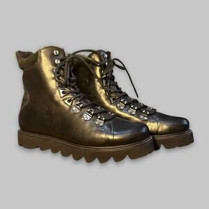 Saks Fifth Avenue Black Leather Hiking Boots - Men’s Size 9M